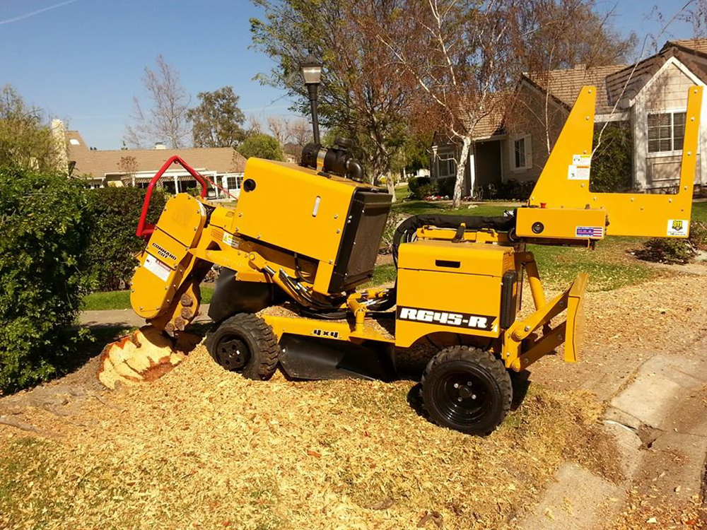 Grinding Tree Stump with Grinder.
